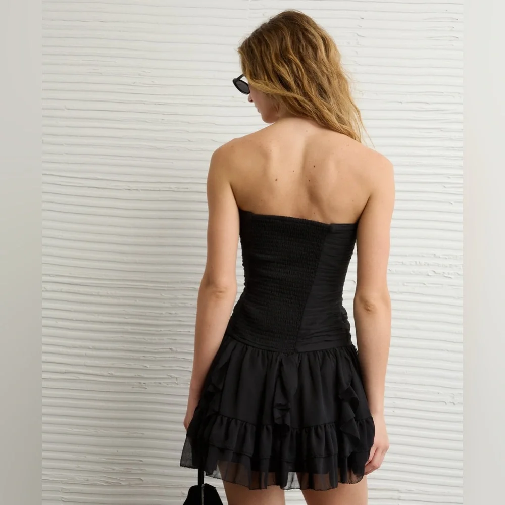 American Eagle Ruched Ruffled Mini Dress - Picture 2 of 5